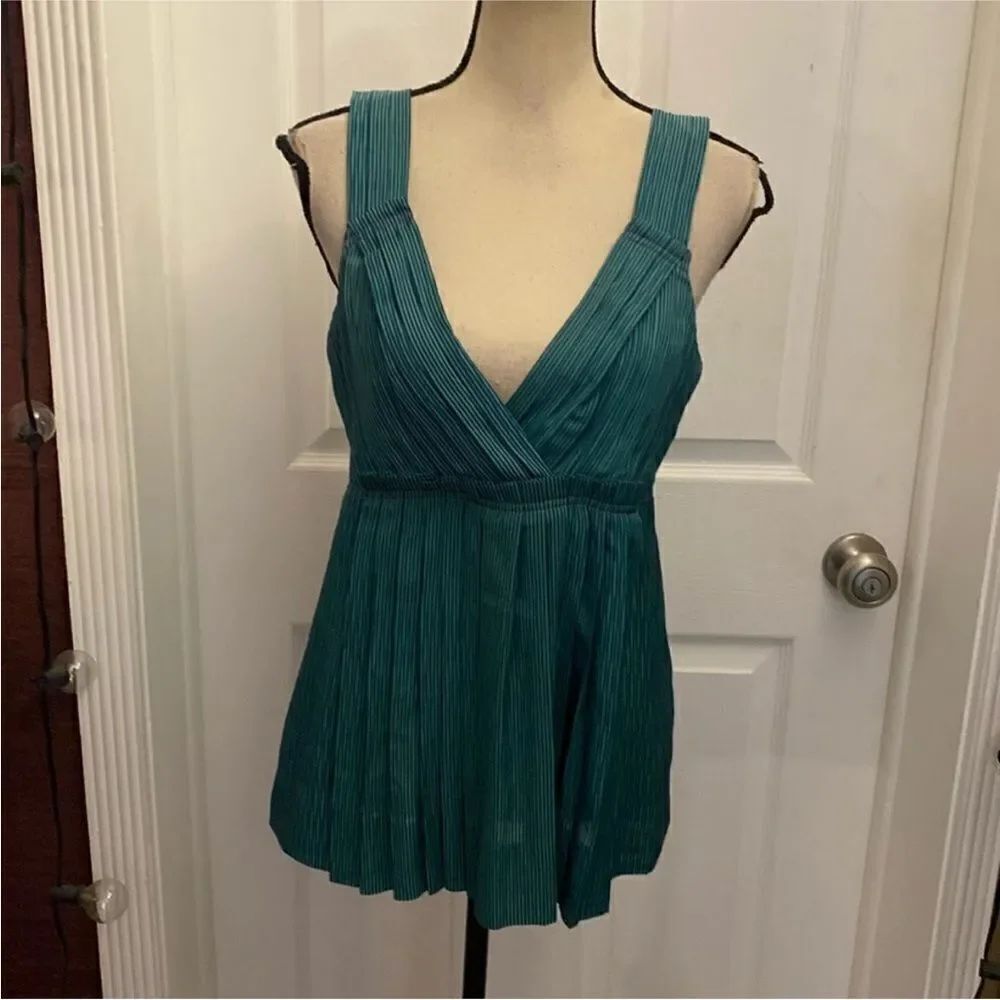 Marc By Marc Jacobs Teal Pleated Tank Top, L